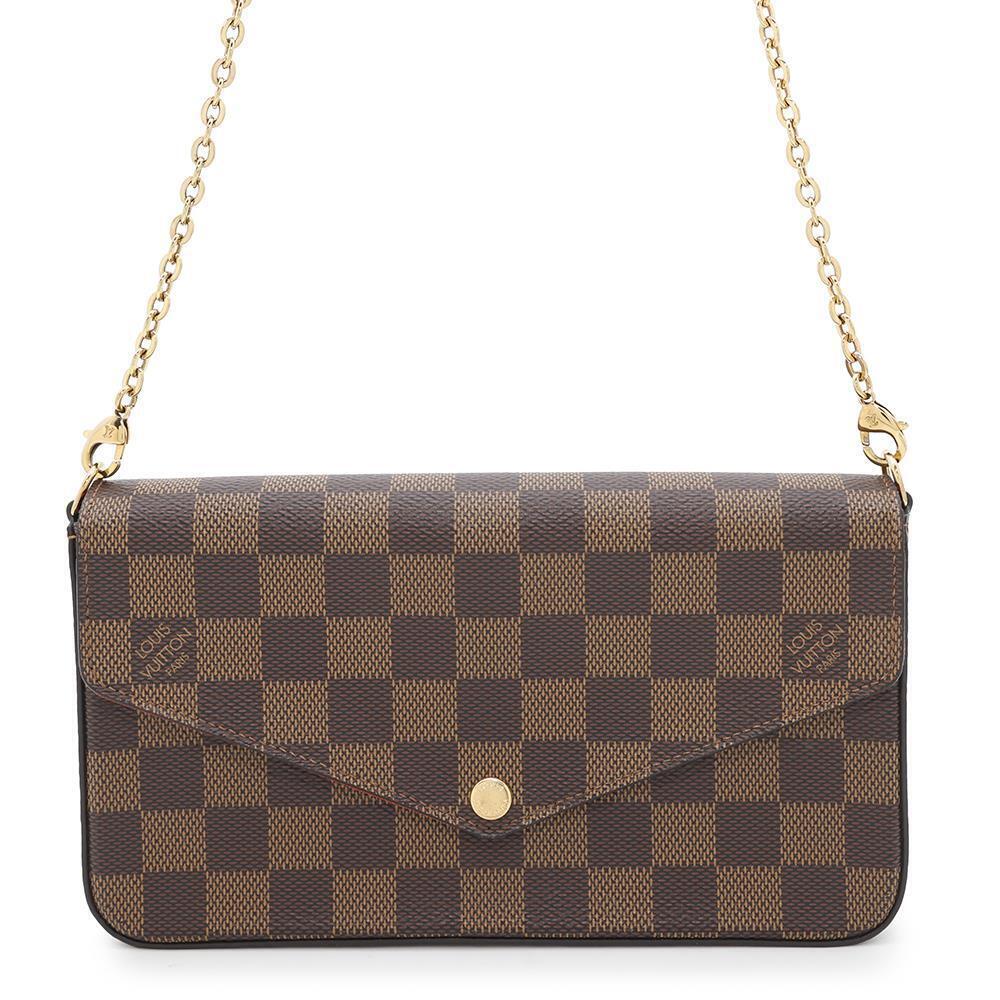 Louis Vuitton Chain Wallet Damier Ebene Brown Pochette Felicie BAG
